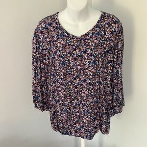 J. Jill Flowy Floral 3/4 Sleeve Relaxed Floral Blouse Sz. S